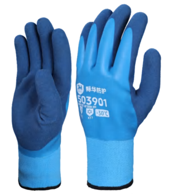 503901双涂层乳胶磨砂防寒保暖手套